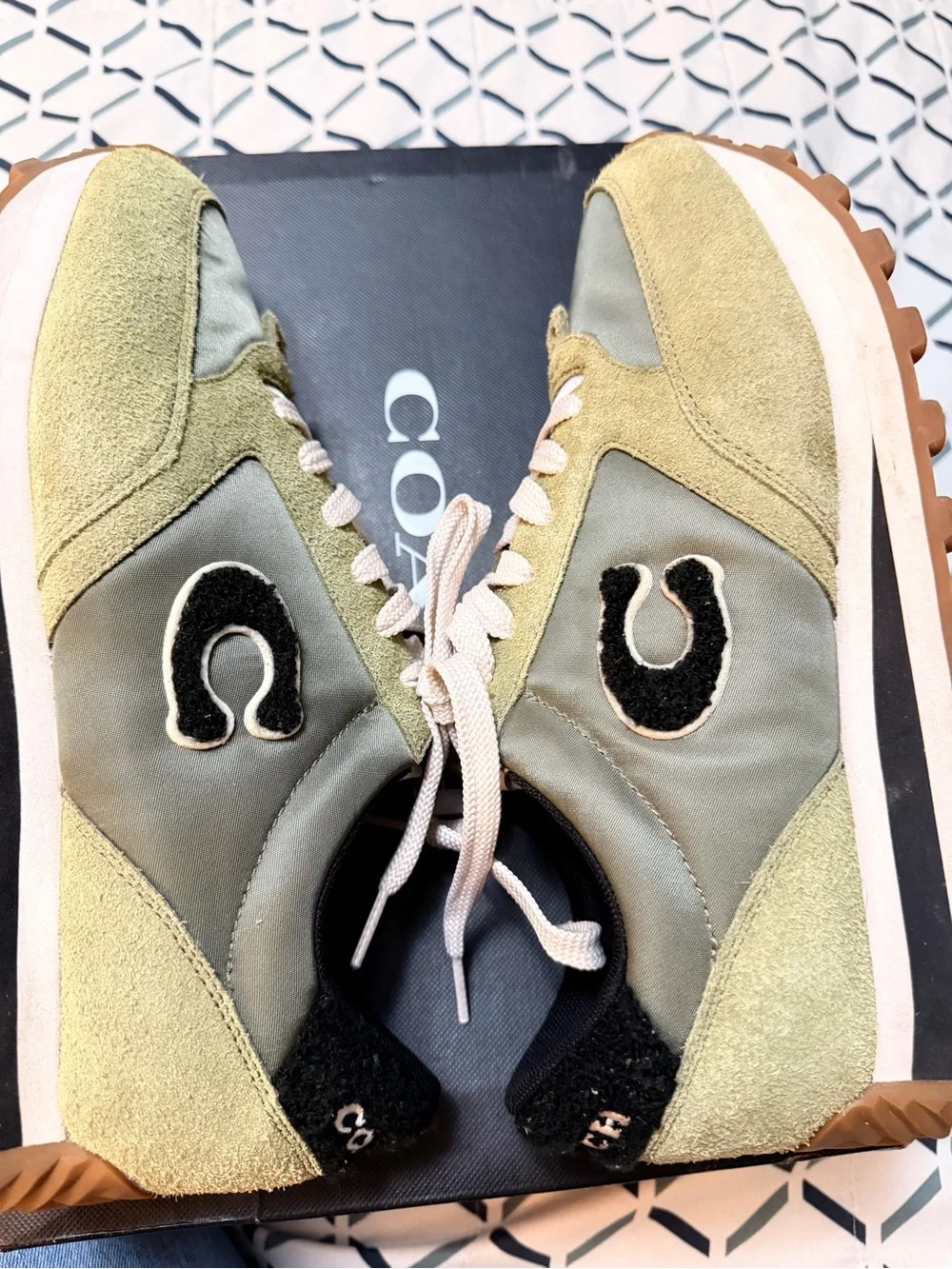 Coach Olive Suede & Nylon Lace-Up Sneakers